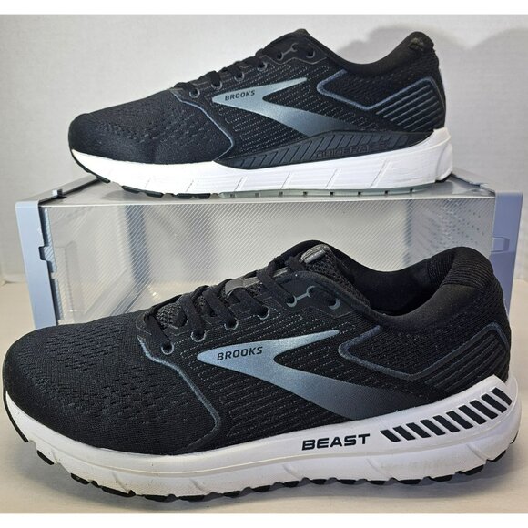 Brooks Men's Beast 20 Black/Blue-Grey/White Walking-Running Sneakers Size 11.5D - Picture 1 of 16